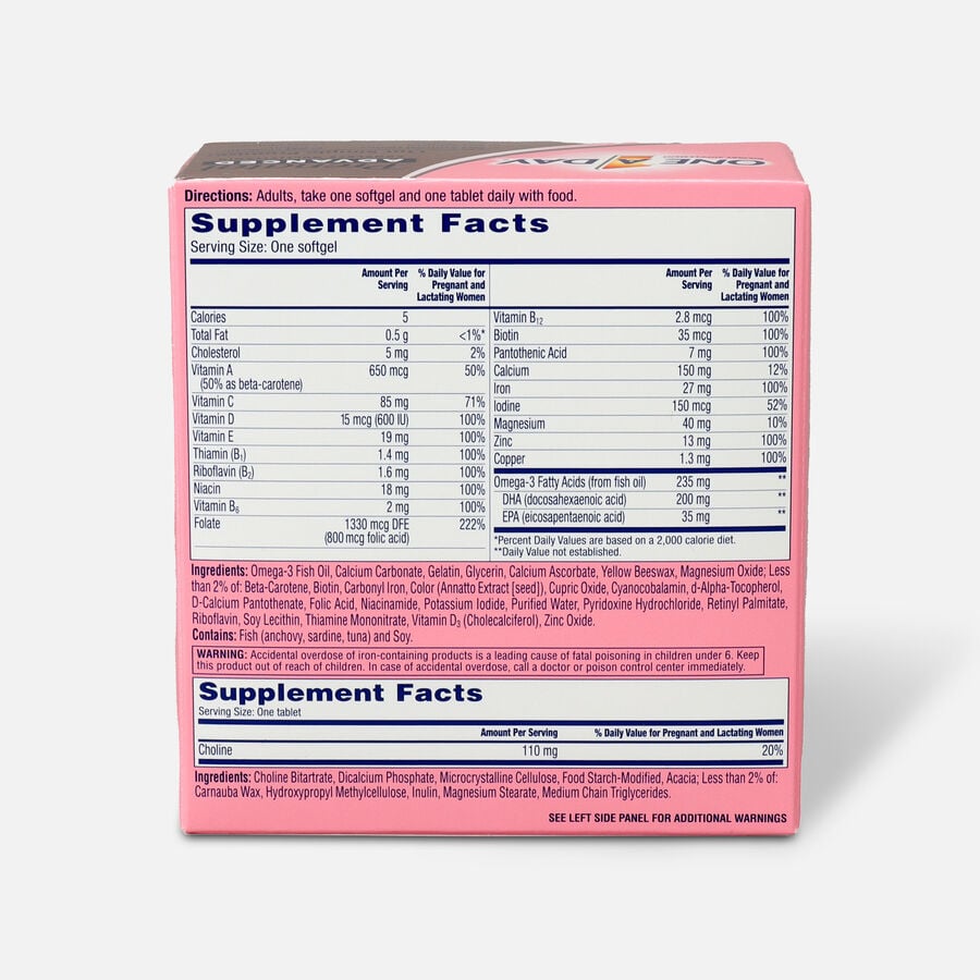 One A Day Prenatal Advanced Complete Multivitamins, 60+60 ct., , large image number 1