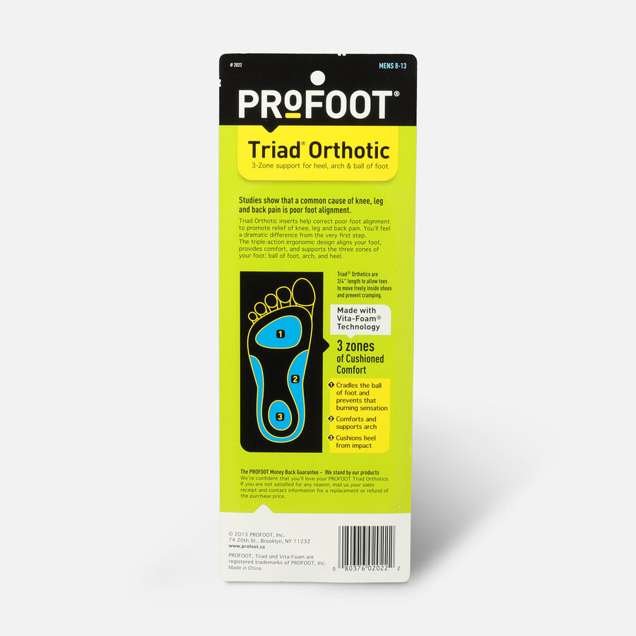 Profoot Triad Orthotic Insoles for Men, 1 pair, , large image number 1