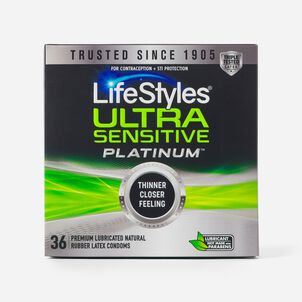 LifeStyles Ultra Sensitive Platinum Latex Condom, 36 ct.