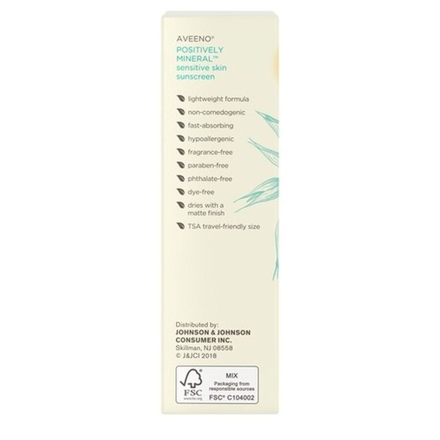 Aveeno Positively Mineral Sensitive Face Lotion Sunscreen SPF 50, 2 fl oz., , large image number 3