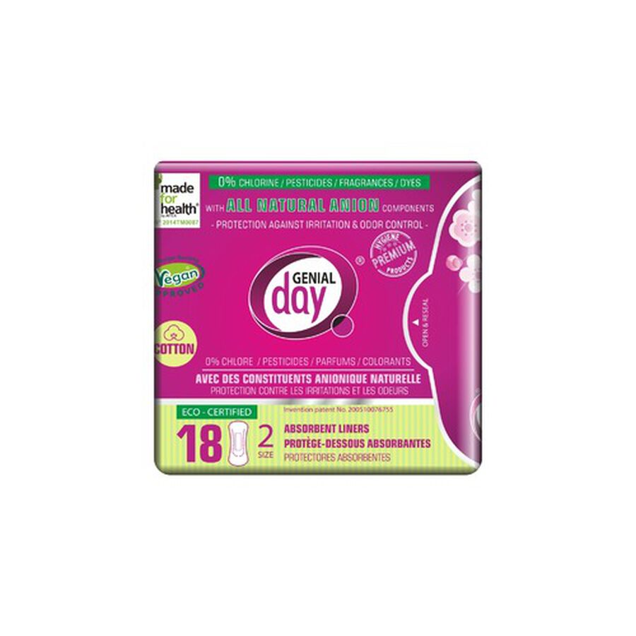 Genial Day Absorbent Cotton Liners w/Anion Strip, 18 ct., , large image number 0