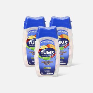 TUMS Extra Strength Assorted Fruit Antacid Chewable Tablets for Heartburn Relief, 96 ct. (3-Pack)