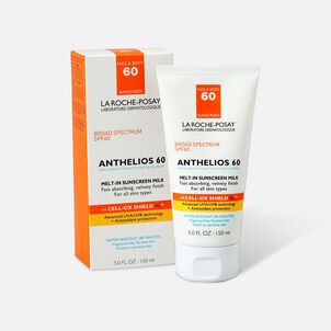 La Roche-Posay Anthelios 60 Body and Face Sunscreen Melt-In Milk Lotion, SPF 60 with Antioxidants, 5 fl oz.