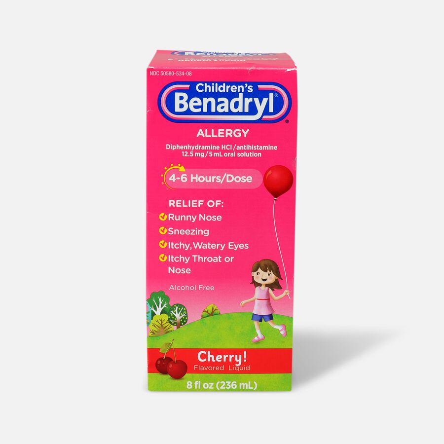 Children's Benadryl Oral Solution, Cherry Flavored, , large image number 1