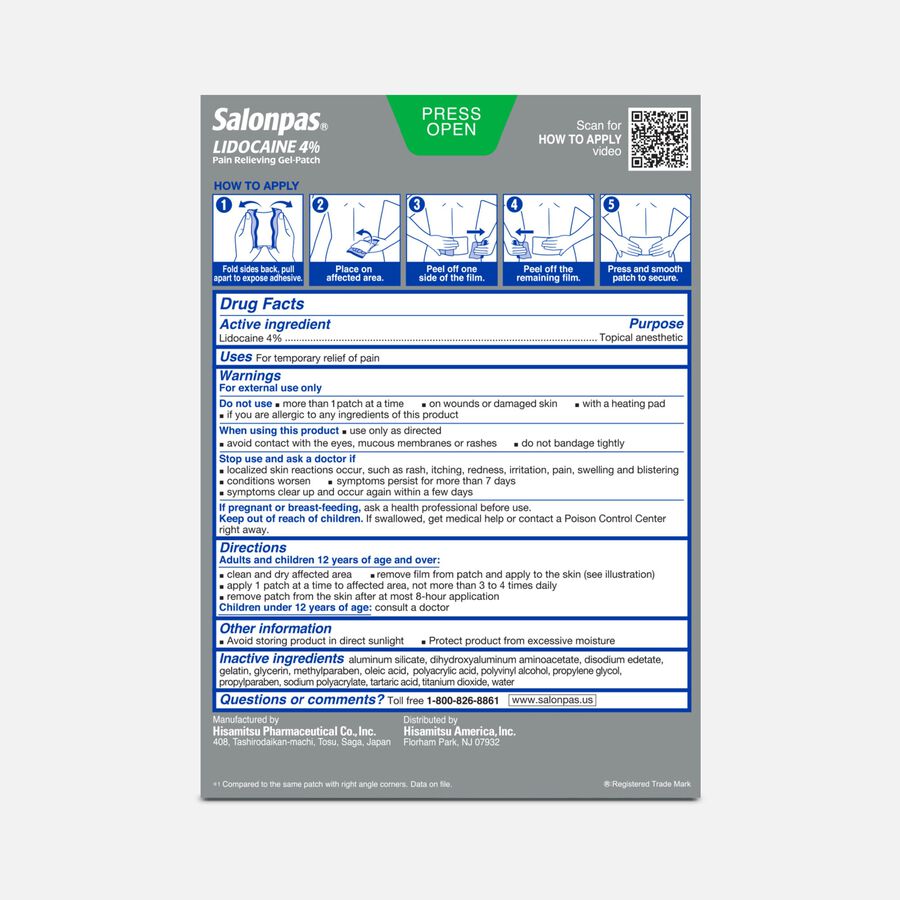 Salonpas Lidocaine Gel-Patch, 6 ct., , large image number 1