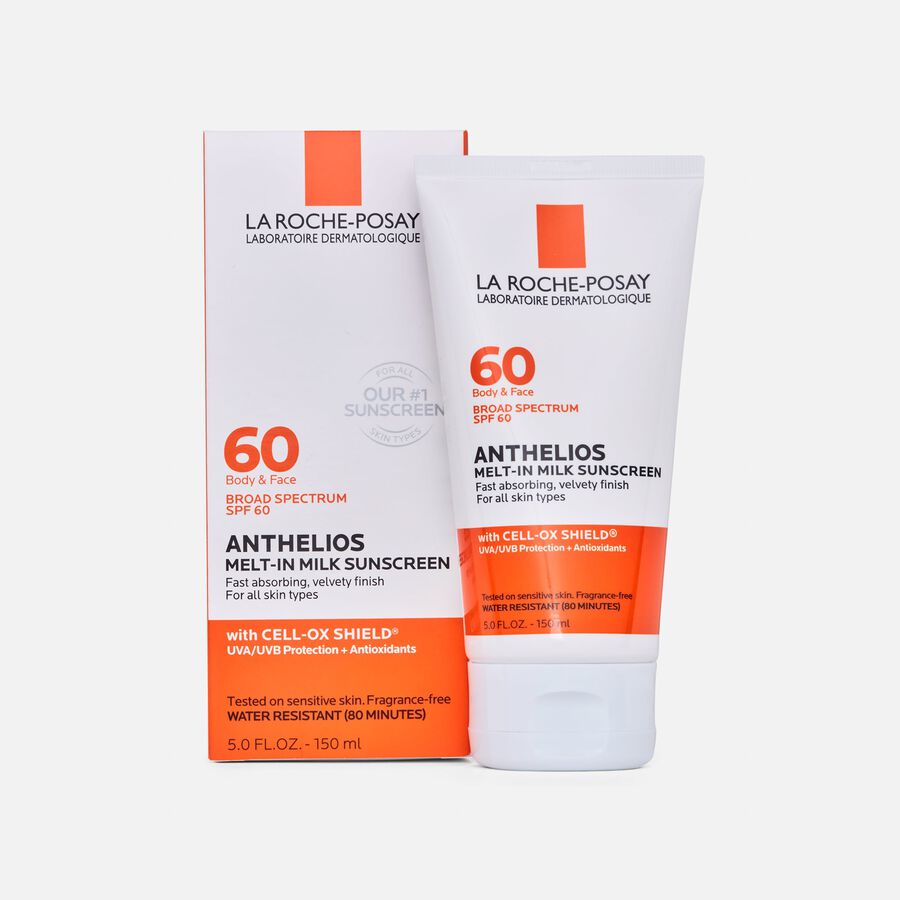 La Roche-Posay Anthelios 60 Body and Face Sunscreen Melt-In Milk Lotion, SPF 60 with Antioxidants, 5 fl oz., , large image number 0