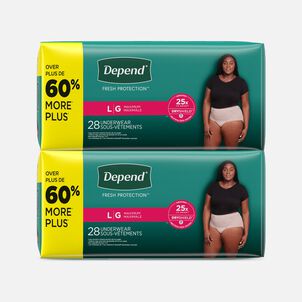 Depend FIT-FLEX Underwear, Maximum Absorbency, Large, 28 ct. (2-Pack)