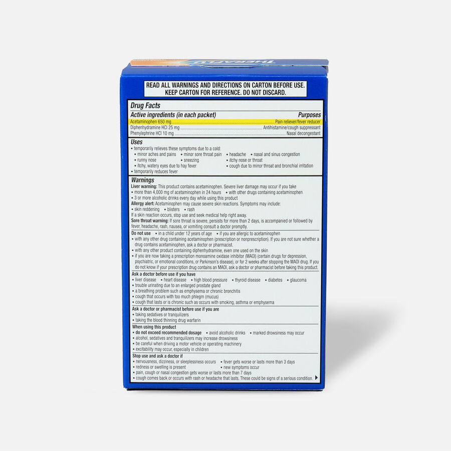 Theraflu Night Time Severe Cold & Cough Powder, Honey Lemon Infused with White Tea and Chamomile, 6 ct., , large image number 1