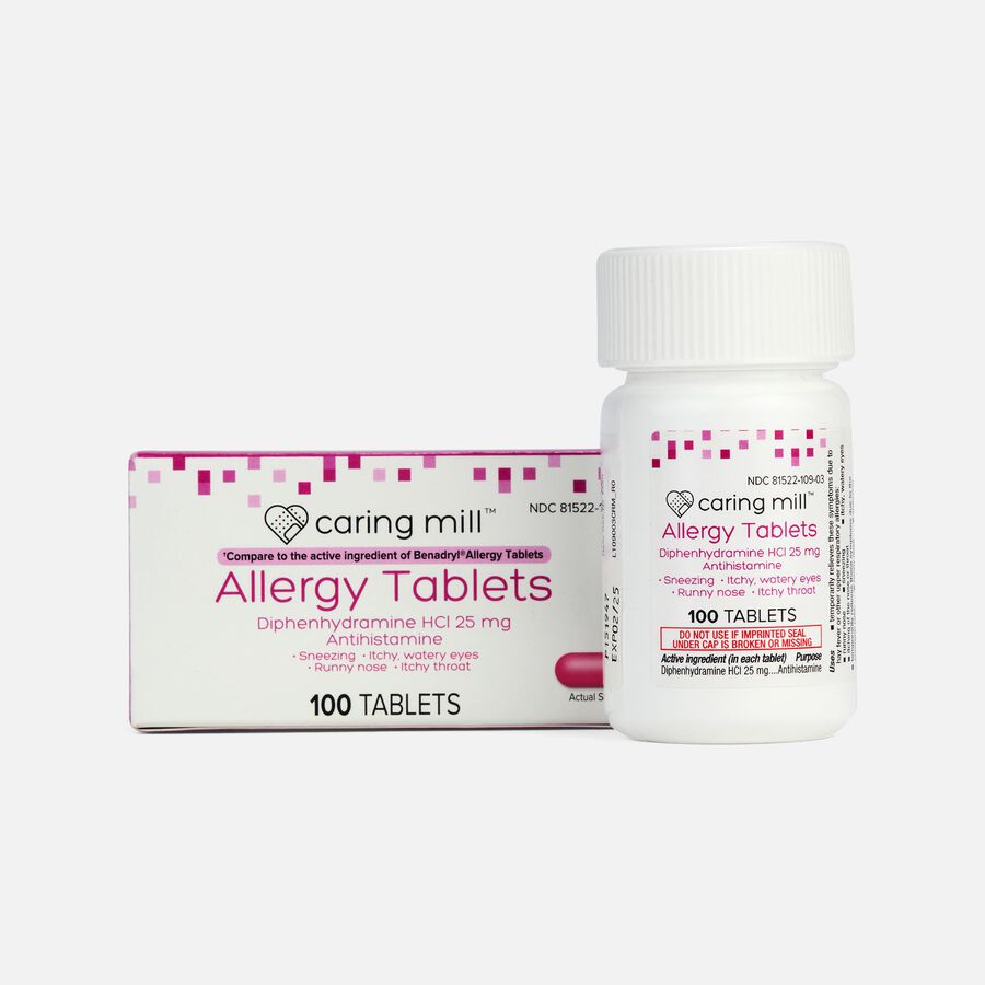 Caring Mill&trade; Diphenhydramine Allergy Relief Tablets, 100 ct., , large image number 0