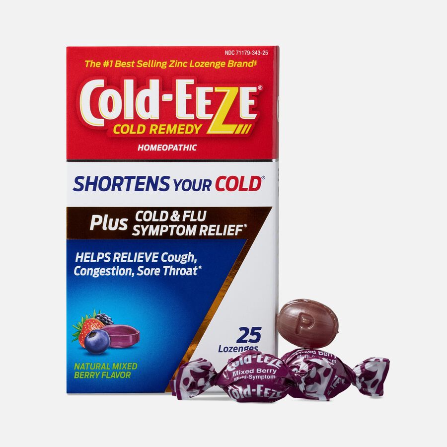Cold-EEZE Plus Cold and Flu Symptom Relief, Natural Mixed Berry Lozenges, 25 ct., , large image number 0