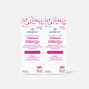 Caring Mill™ Children’s Allergy Relief, Dye-Free Bubblegum Flavor, 4 fl. oz. (2-Pack)