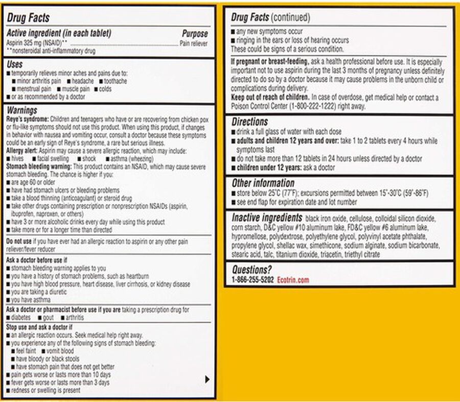 Ecotrin, Regular Strength Aspirin Tablets, 300 ct., , large image number 2