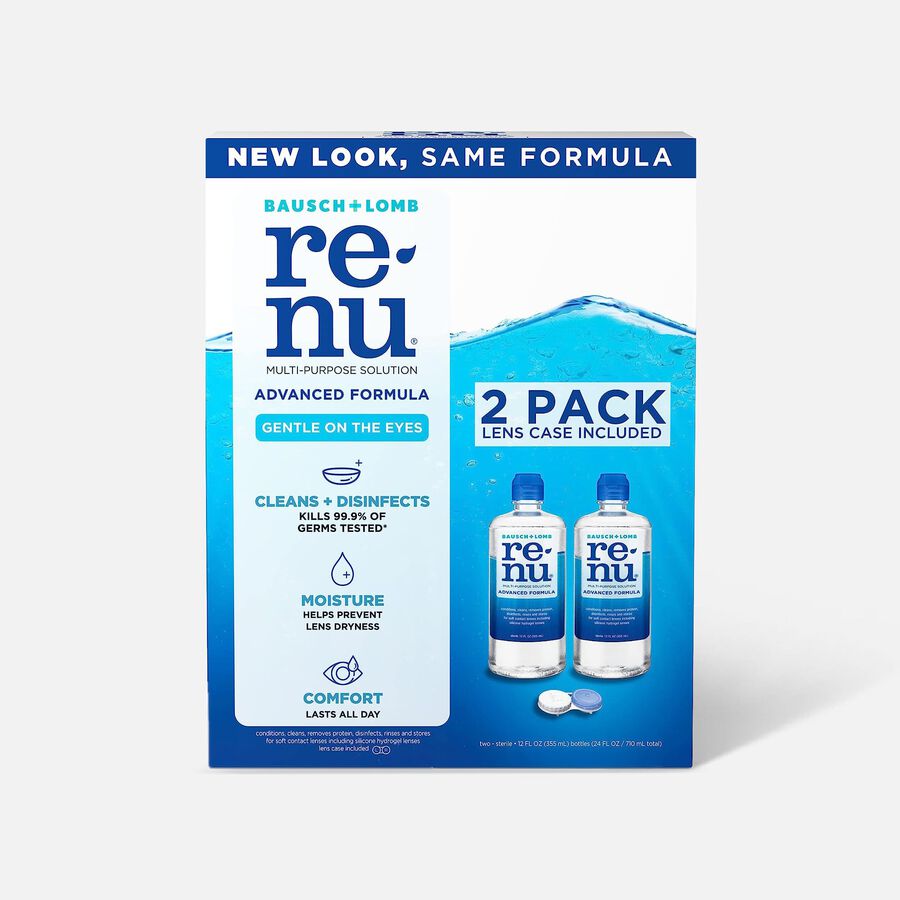 Renu Advanced Formula Multi-Purpose Contact Lens Solution, 12 oz. (Twin Pack), , large image number 0