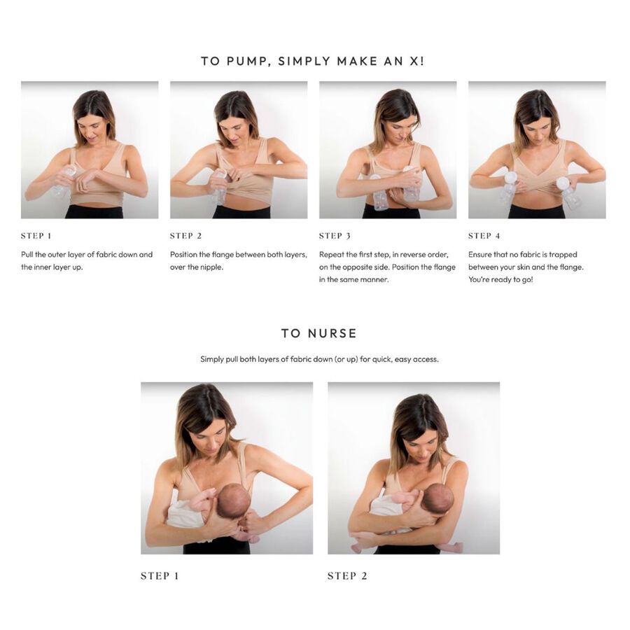 Larken X Nursing + Hands-Free Pumping Bra, Black, XXL, Black, large image number 5