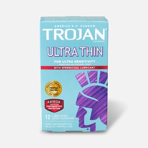 Trojan Ultra Thin Latex Condoms, Spermicidal 12 ct.