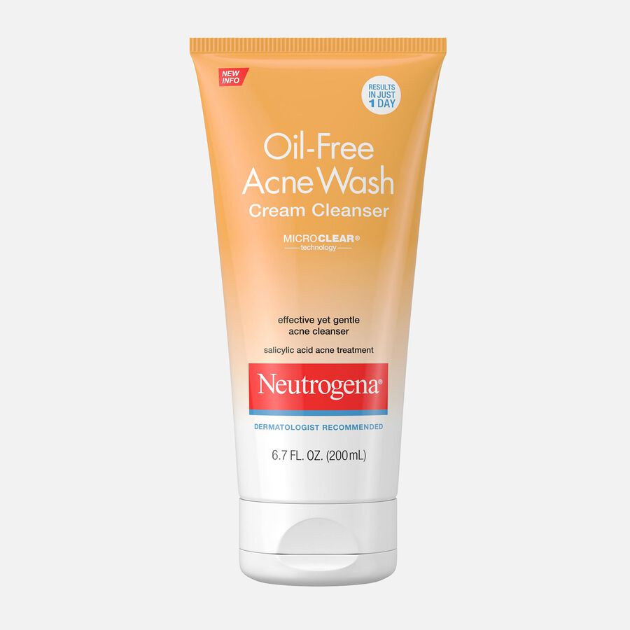 Neutrogena Oil-Free Acne Wash Cream Cleanser, 6.7 fl oz., , large image number 0