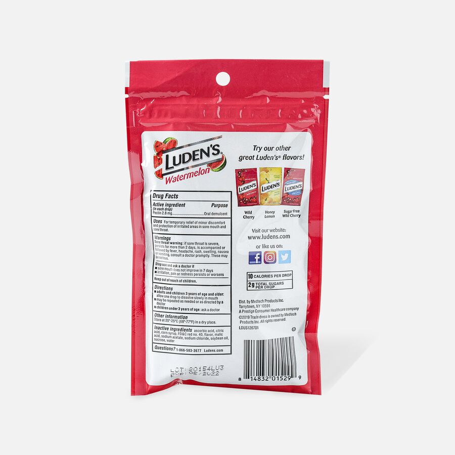 Luden's Watermelon Throat Drops, 25 ct., , large image number 1