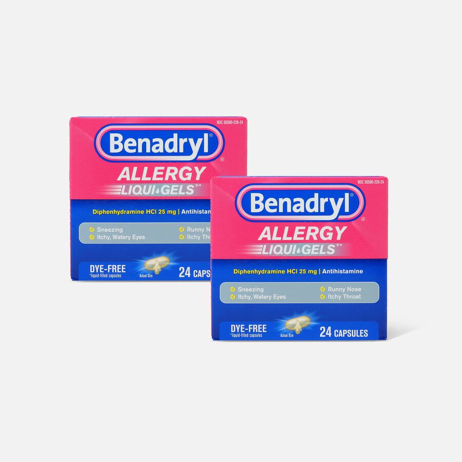 Benadryl Dye-Free Allergy Relief, Liqui-gels, 24 capsules (2-Pack), , large image number 0