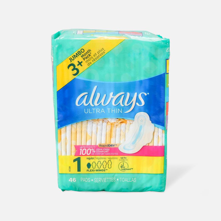 Always Ultra Thin Pads, Unscented with Wings, , large image number 0