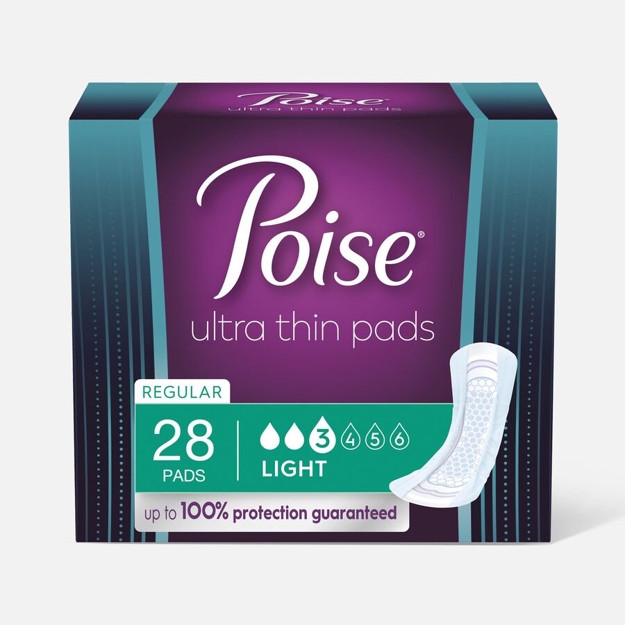 Poise Ultra Thin Incontinence Pads, Light Absorbency, Regular, 28 ct., , large image number 0