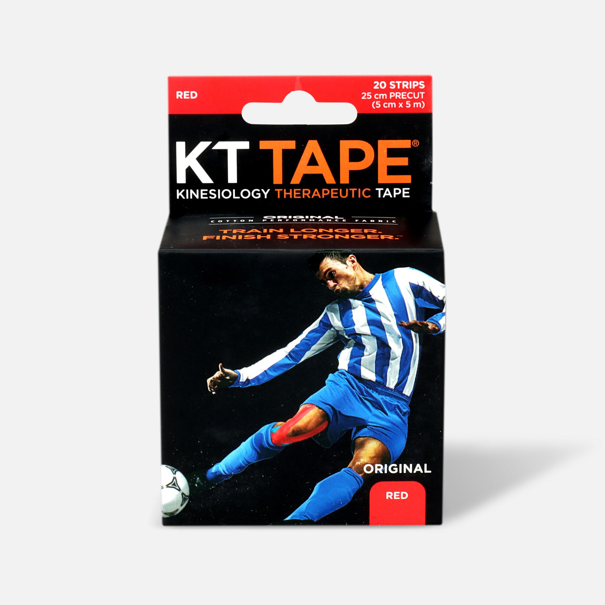 KT Tape Original Cotton Kinesiology Tape Red 1 Roll of 20 Precut Strips 