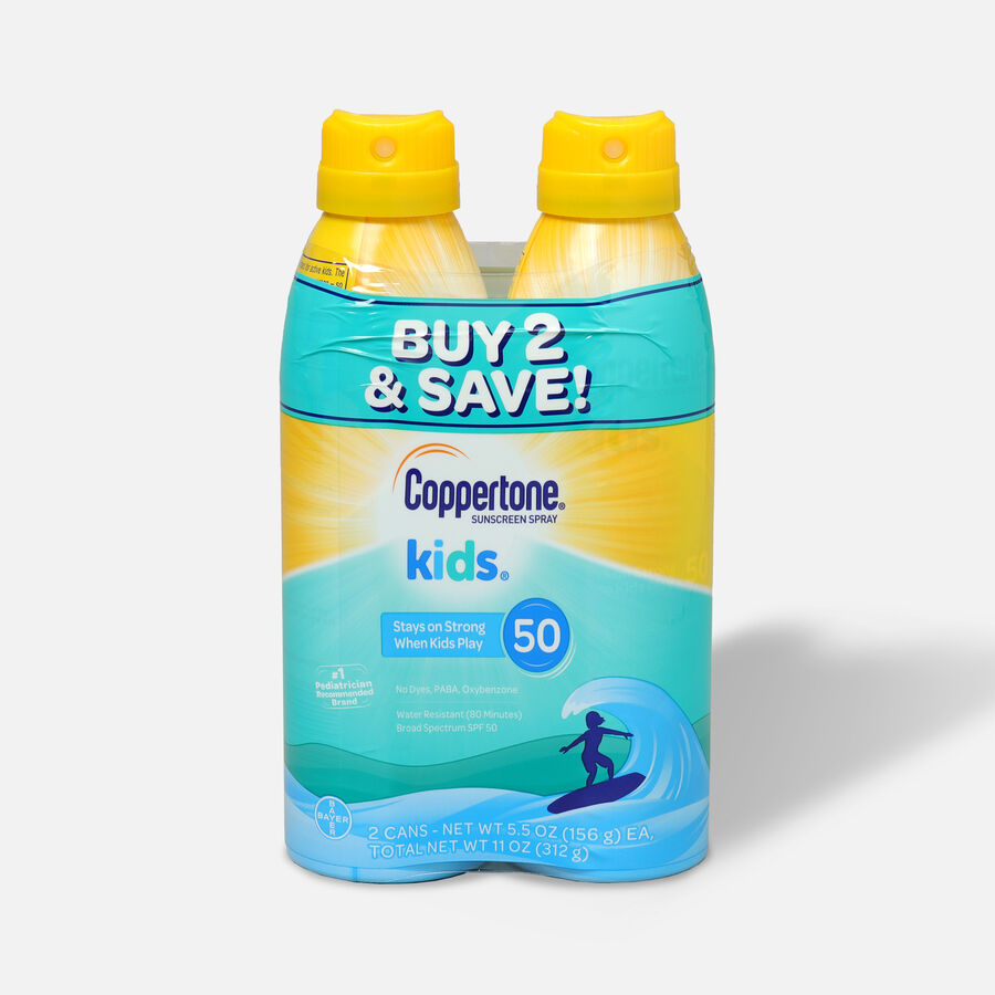 Coppertone Kids Sunscreen Spray SPF 50, Twin Pack, 5.5 oz. ea., , large image number 0