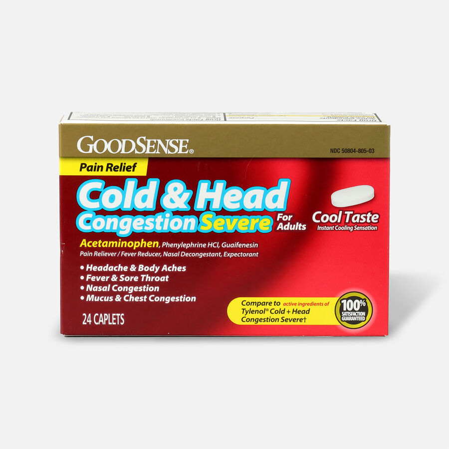 GoodSense® Cold & Head Congestion Severe Adult Caplets, 24 ct., , large image number 0