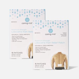 Caring Mill™ Maximum Strength Lidocaine Pain Relief Patches, 15 ct. (2-Pack)