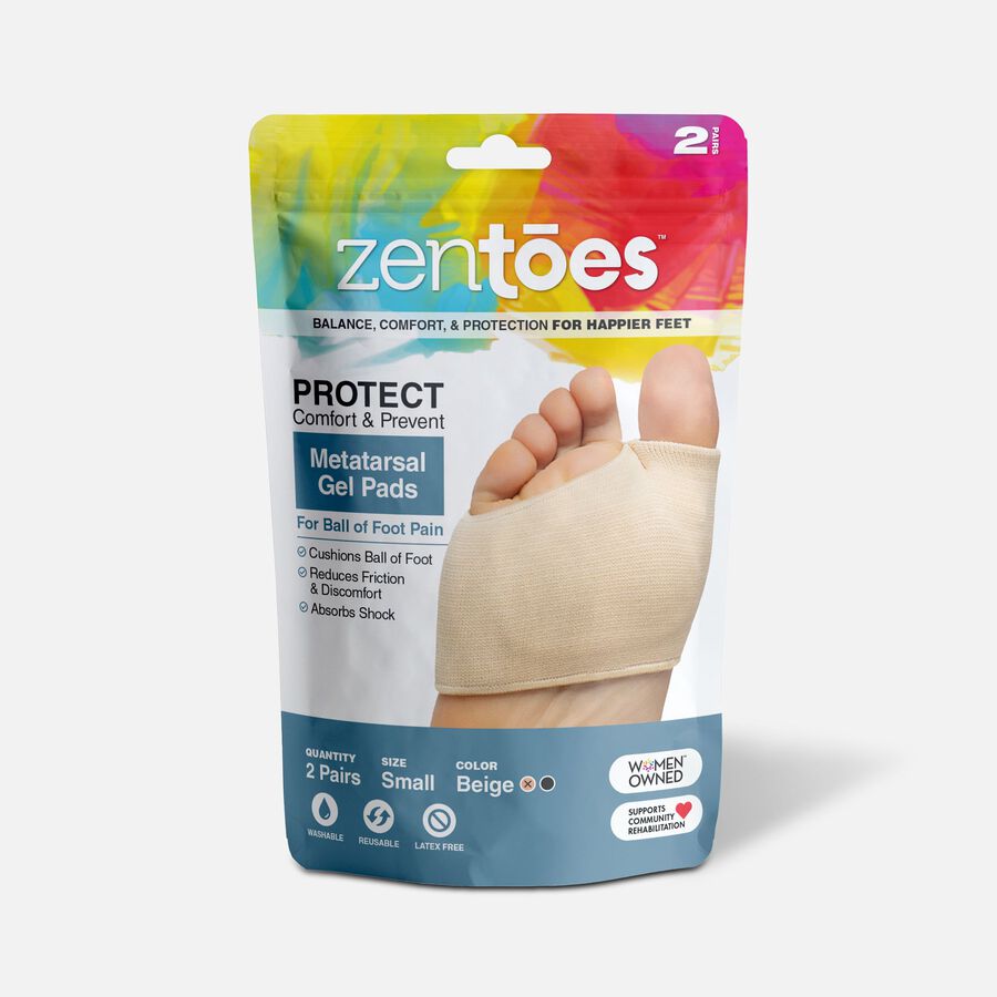 ZenToes Fabric Metatarsal Sleeve with Sole Cushion Gel Pads - 4-Pack, , large image number 0