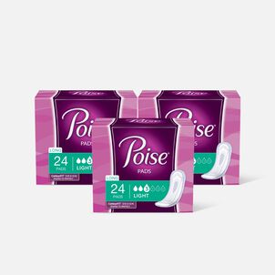 Poise Incontinence Pads, Ultra Thin Long 9.5" x 2.5", 24 ct. (3-Pack)