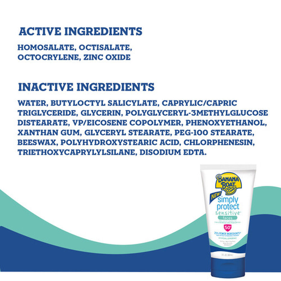 Banana Boat Simply Protect Sensitive Faces Sunscreen, SPF 50+, 3 oz., , large image number 2
