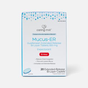 Caring Mill™ Mucus Guaifenesin Extended-Release Bi-Layer Caplets, 600 mg, 20 ct.