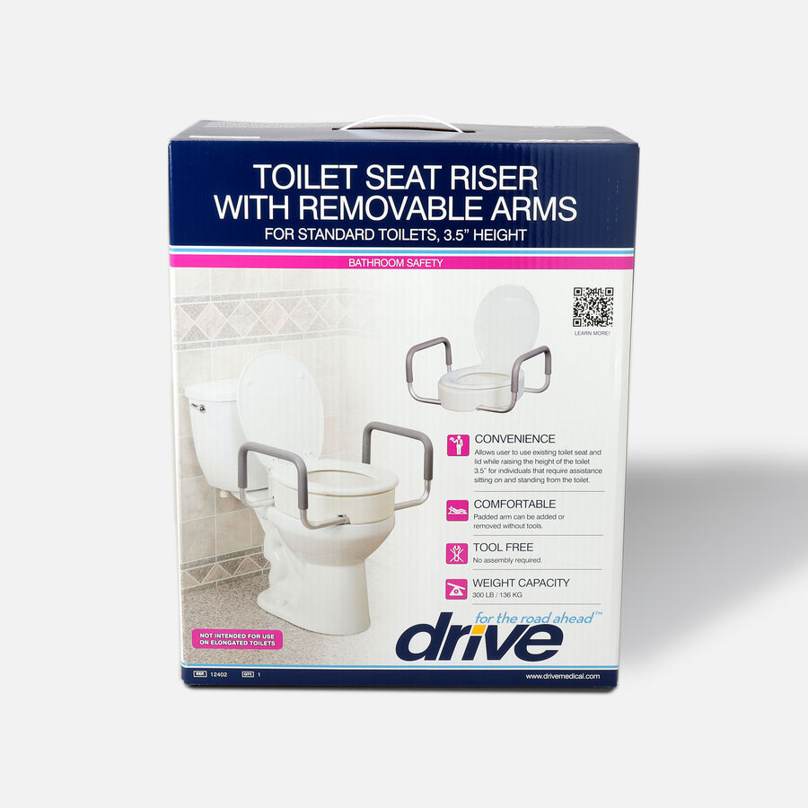 Drive Medical Toilet Seat Riser with Removable Arms, , large image number 0