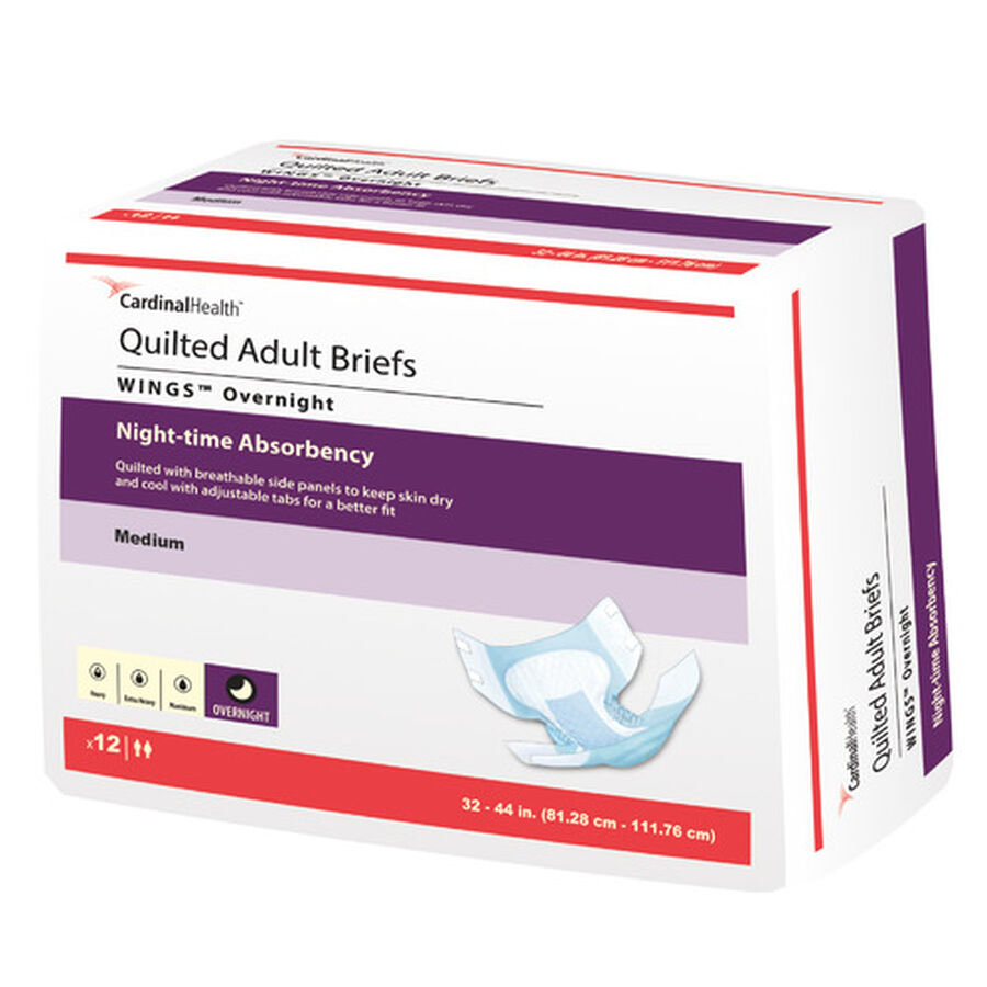 Cardinal Health WINGS™ Overnight Quilted Adult Briefs Night-Time Absorbency, , large image number 0