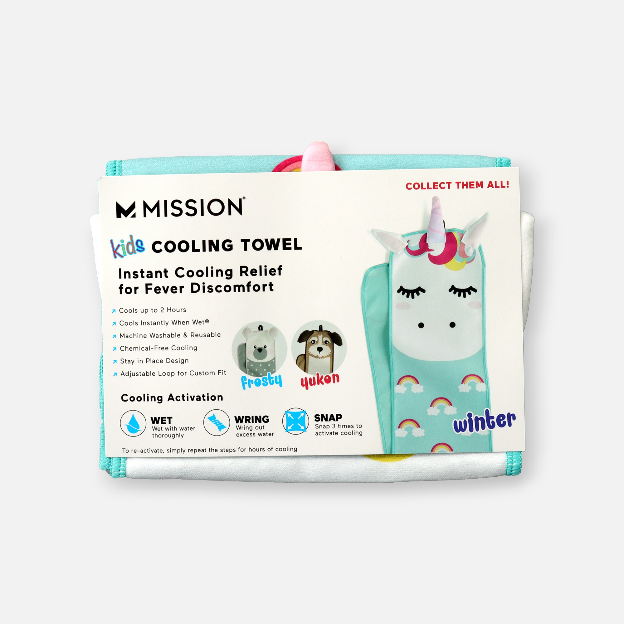 Mission Kid s Fever Relief Cooling Towel Winter The Unicorn